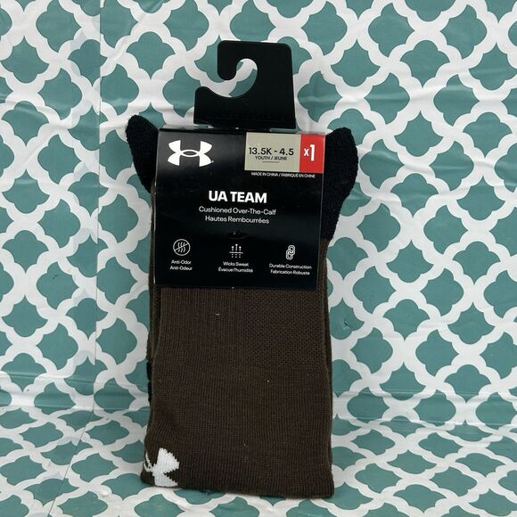 Under Armour UA Soccer Over The Calf Socks 13.5K - 4.5 Youth Cleveland Brown - Picture 2 of 4